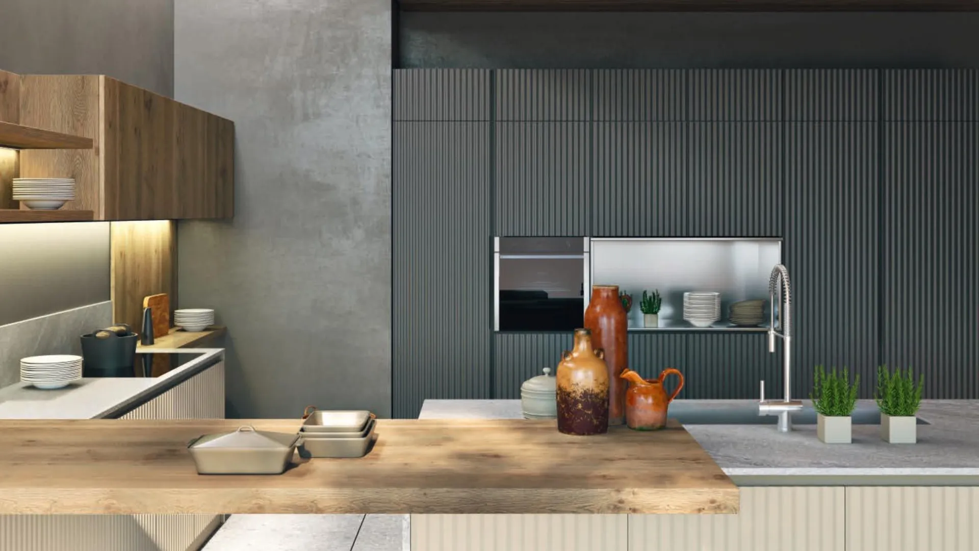 Cucina Unikawood Wave Nuove forme materiche