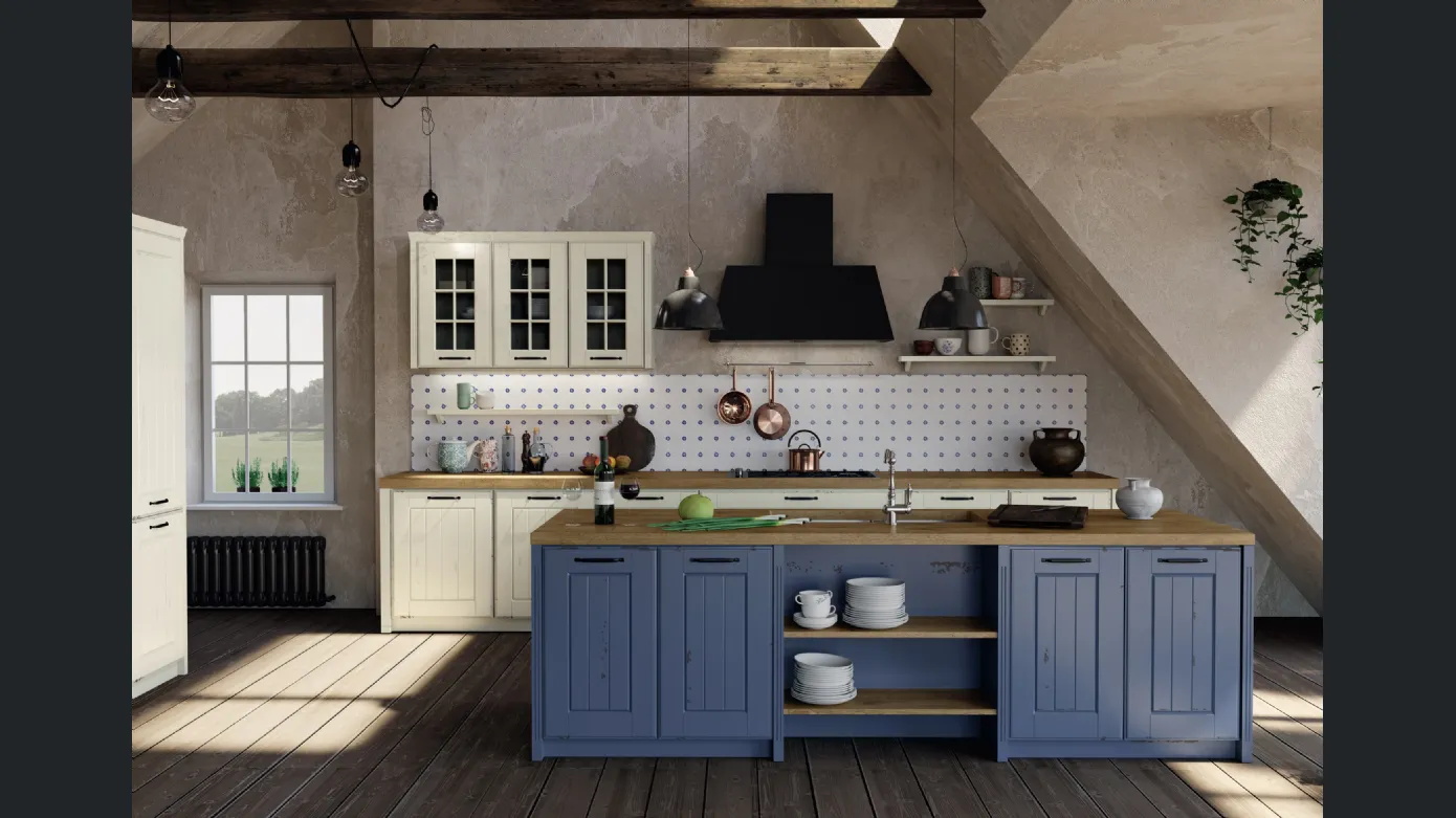 Cucina country shabby chic in legno Fiordo 02 di F.lli Mirandola